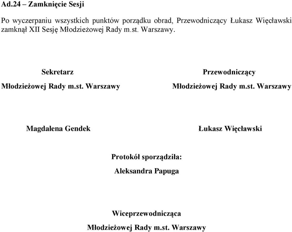 Sekretarz Młodzieżowej Rady m.st.