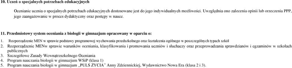 Rozporządzenie MEN w sprawie podstawy programowej wychowania przedszkolnego oraz kształcenia ogólnego w poszczególnych typach szkół 2.