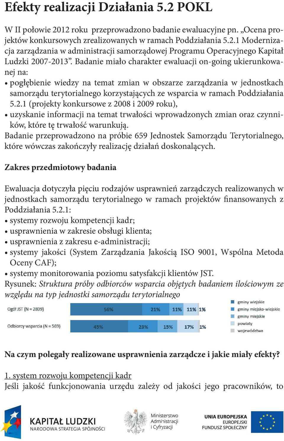 Poddziałania 5.2.1 (projekty konkursowe z 2008 i 2009 roku), uzyskanie informacji na temat trwałości wprowadzonych zmian oraz czynników, które tę trwałość warunkują.