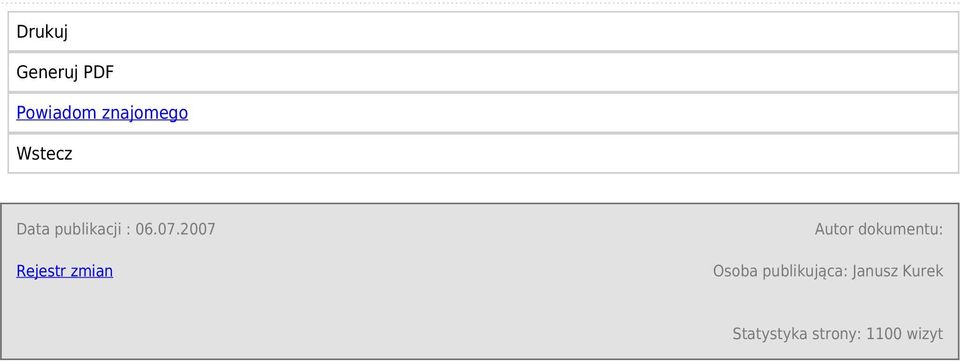 2007 Rejestr zmian Autor dokumentu: Osoba