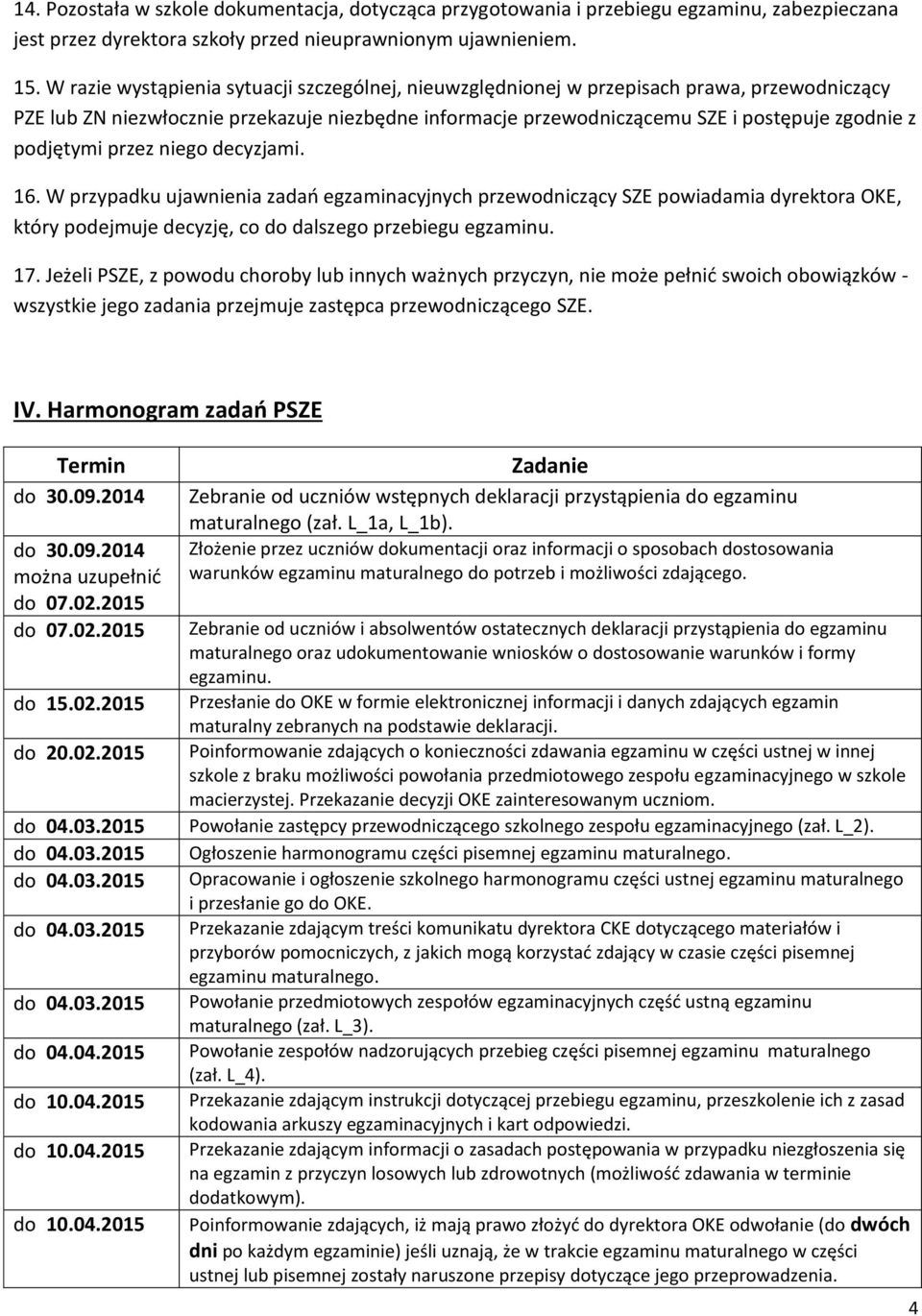 podjętymi przez niego decyzjami. 16. W przypadku ujawnienia zadań egzaminacyjnych przewodniczący SZE powiadamia dyrektora OKE, który podejmuje decyzję, co do dalszego przebiegu egzaminu. 17.