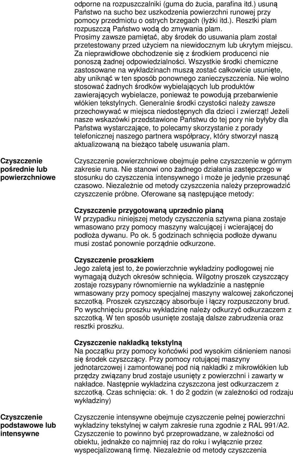 Za nieprawidłowe obchodzenie się z środkiem producenci nie ponoszą żadnej odpowiedzialności.