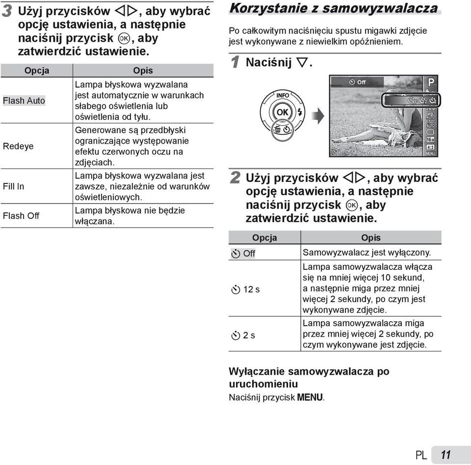 Generowane są przedbłyski ograniczające występowanie efektu czerwonych oczu na zdjęciach. Lampa błyskowa wyzwalana jest zawsze, niezależnie od warunków oświetleniowych.