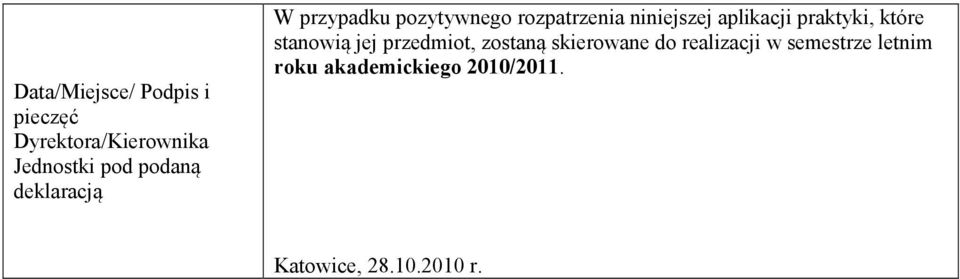 aplikacji praktyki, które stanowią jej przedmiot, zostaną skierowane do