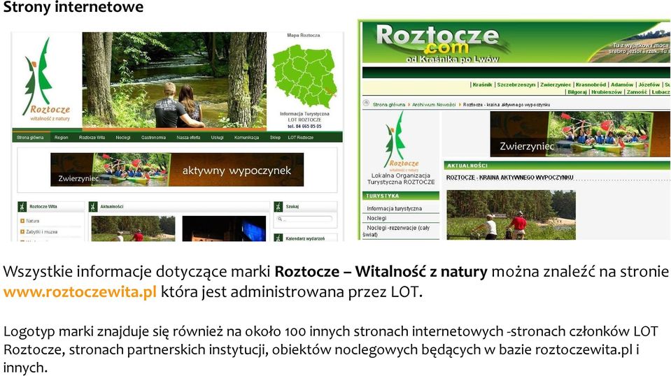 Logotyp marki znajduje się również na około 100 innych stronach internetowych -stronach