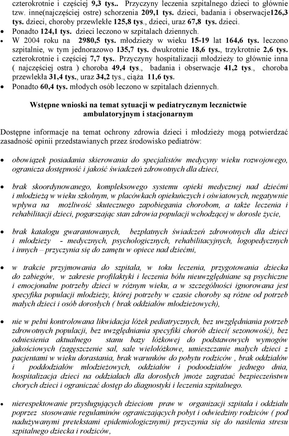 leczono szpitalnie, w tym jednorazowo 135,7 tys. dwukrotnie 18,6 tys., trzykrotnie 2,6 tys. czterokrotnie i częściej 7,7 tys.