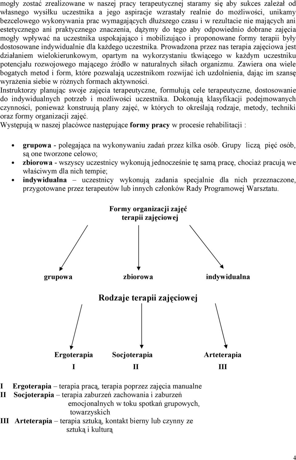 mobilizująco i proponowane formy terapii były dostosowane indywidualnie dla każdego uczestnika.