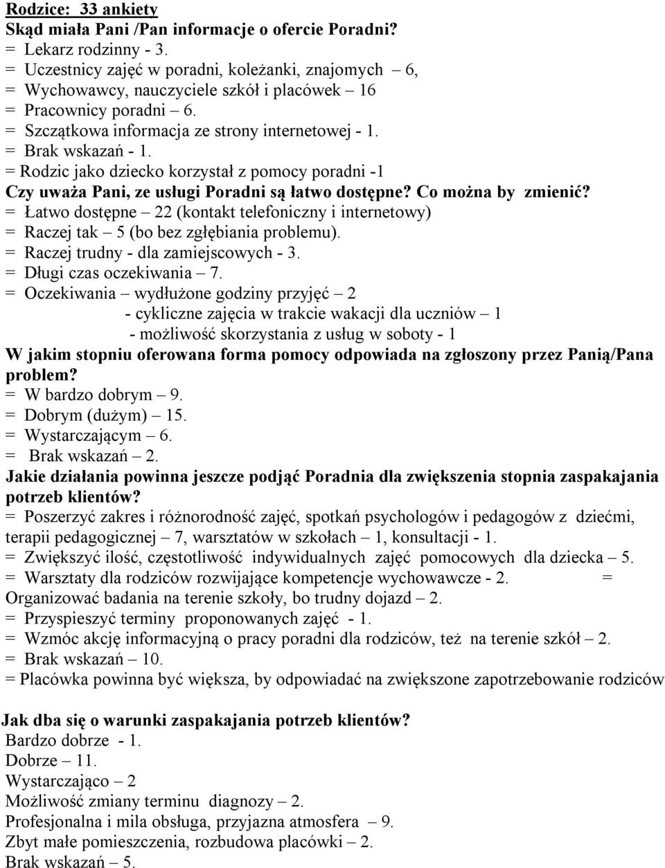 = Rodzic jako dziecko korzystał z pomocy poradni -1 Czy uważa Pani, ze usługi Poradni są łatwo dostępne? Co można by zmienić?