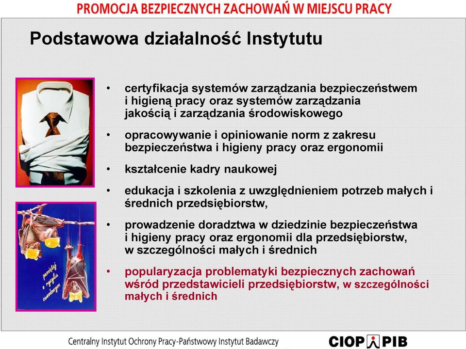 uwzględnieniem potrzeb małych i średnich przedsiębiorstw, prowadzenie doradztwa w dziedzinie bezpieczeństwa i higieny pracy oraz ergonomii dla