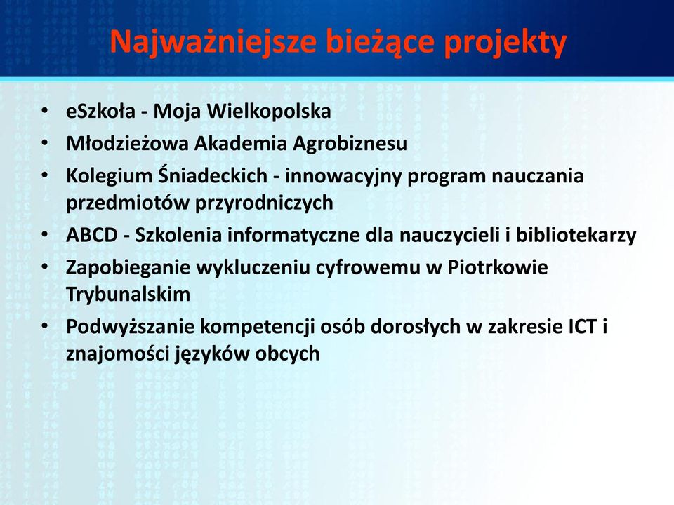 Szkolenia informatyczne dla nauczycieli i bibliotekarzy Zapobieganie wykluczeniu cyfrowemu w