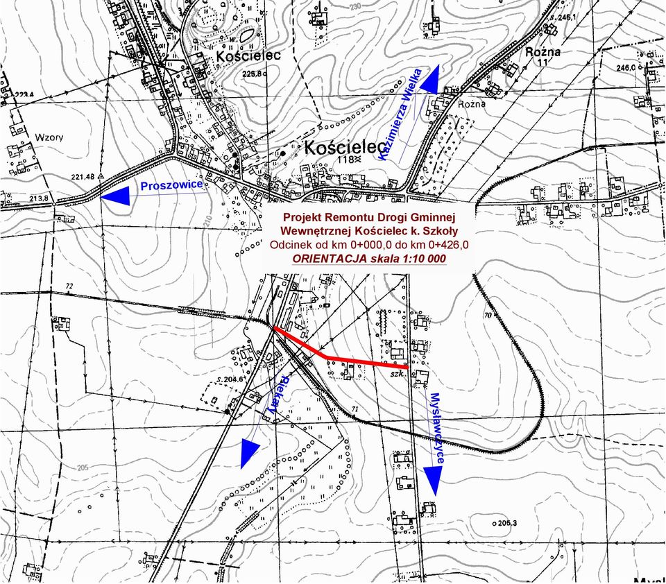 Szkoły Odcinek od km 0+000,0 do km 0+426,0