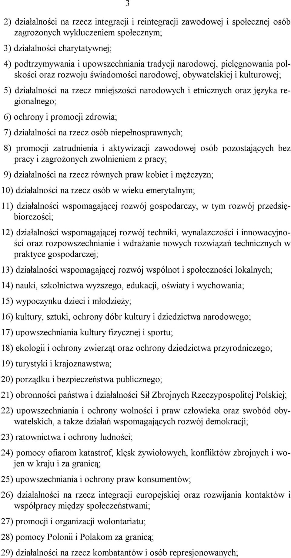 promocji zdrowia; 7) działalności na rzecz osób niepełnosprawnych; 8) promocji zatrudnienia i aktywizacji zawodowej osób pozostających bez pracy i zagrożonych zwolnieniem z pracy; 9) działalności na