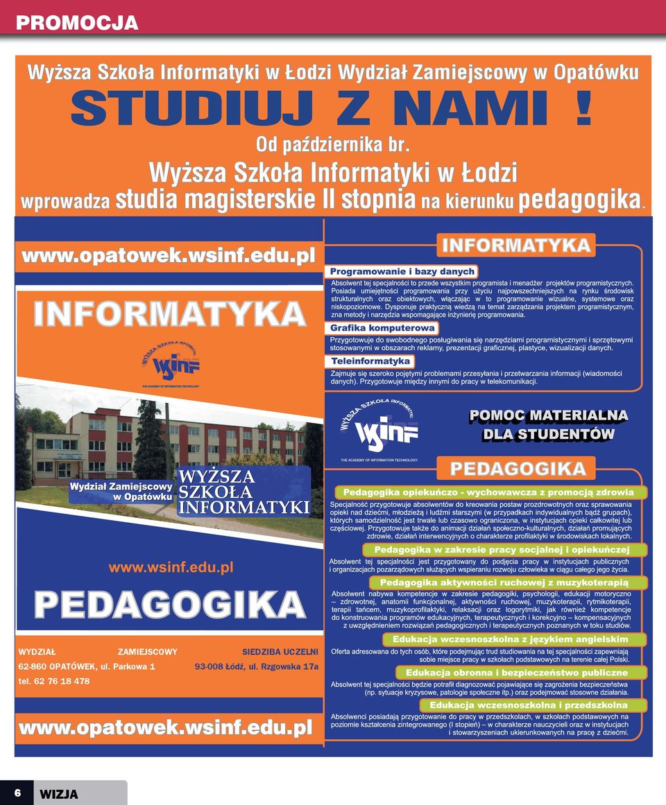 Wyższa Szkoła Informatyki w Łodzi wprowadza studia magisterskie II stopnia na kierunku