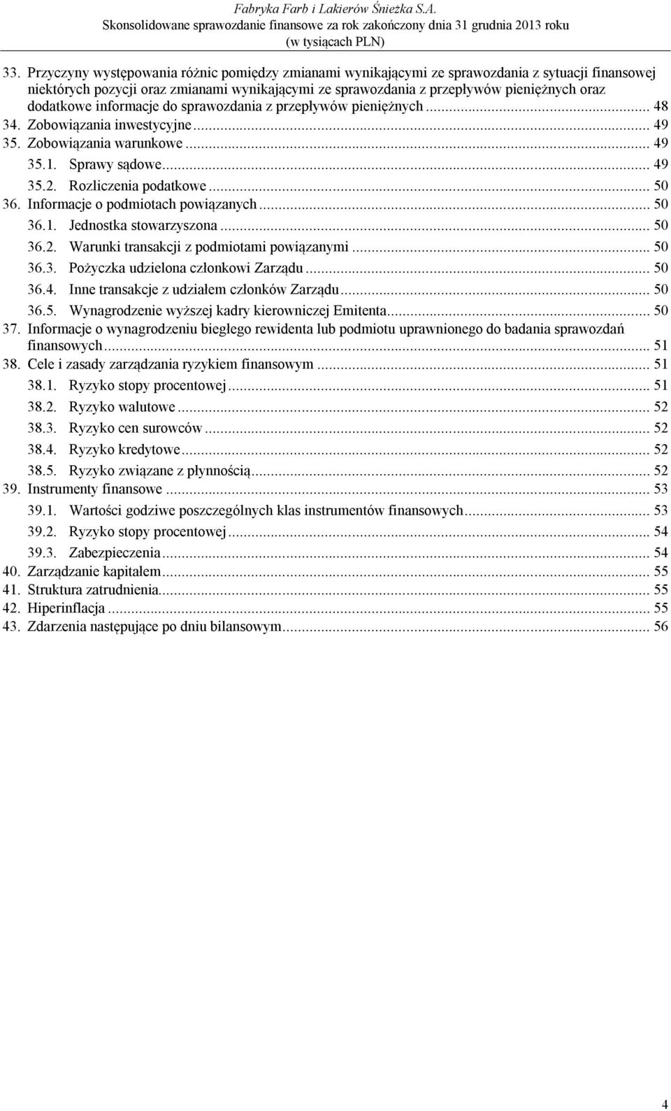 Informacje o podmiotach powiązanych... 50 36.1. Jednostka stowarzyszona... 50 36.2. Warunki transakcji z podmiotami powiązanymi... 50 36.3. Pożyczka udzielona członkowi Zarządu... 50 36.4.