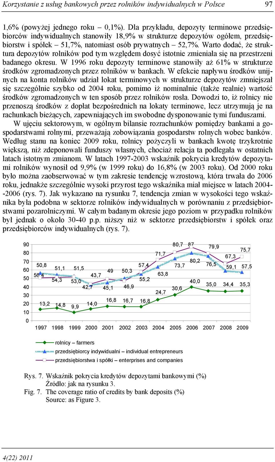 Warto dodać, że struktura depozytów rolników pod tym względem dosyć istotnie zmieniała się na przestrzeni badanego okresu.