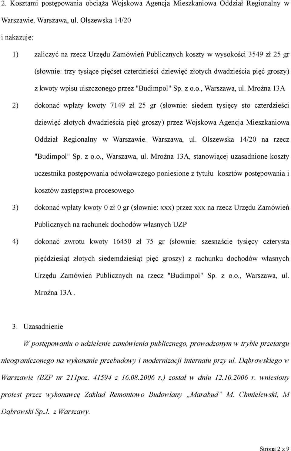 kwoty wpisu uiszczonego przez "Budimpol" Sp. z o.o., Warszawa, ul.