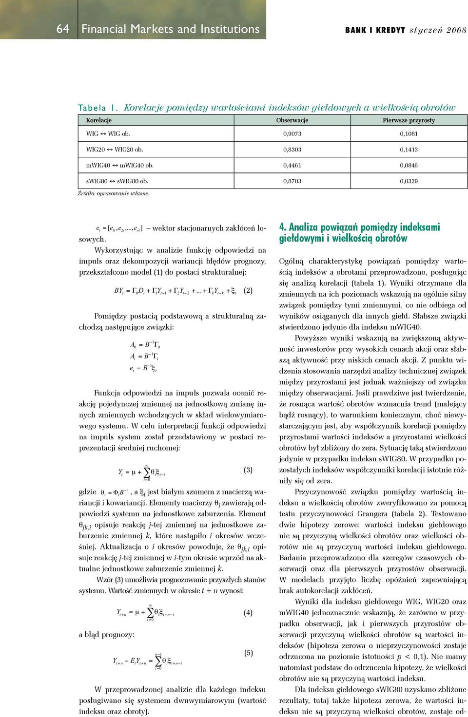 .. Γkfukcję ξ odpowdz a mpuls oraz dkompozycj [,,..., ] waracj błędów progozy, 2 przkszałcoo A B Γ modl [, 2 (),..., do posac srukuralj: A B Γ B B k k ξ Γ [ D, Γ,..., ] Γ2 2... Γ 2 μ θξ B Γ D Γ Γ2 2.