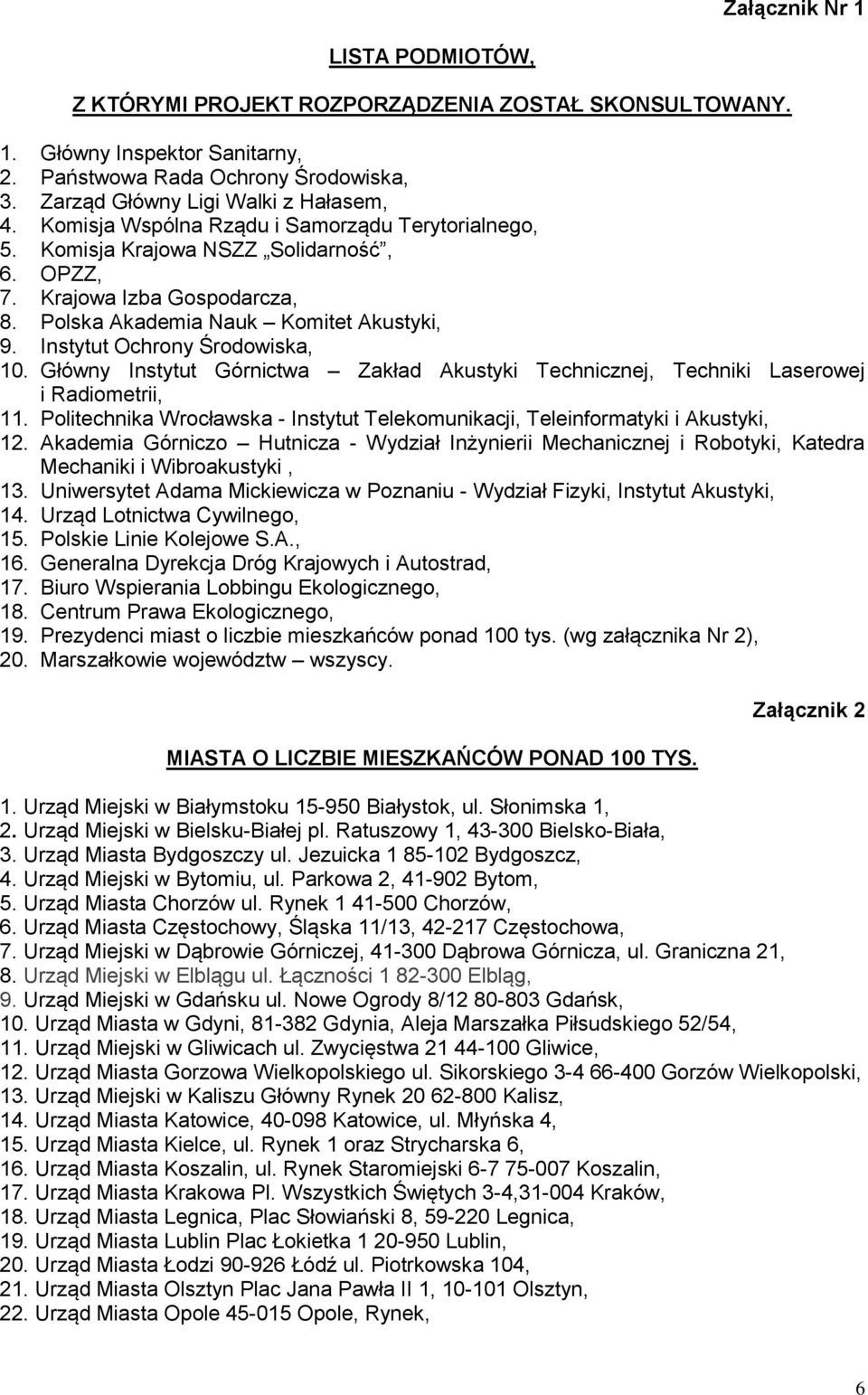 Instytut Ochrony Środowiska, 10. Główny Instytut Górnictwa Zakład Akustyki Technicznej, Techniki Laserowej i Radiometrii, 11.