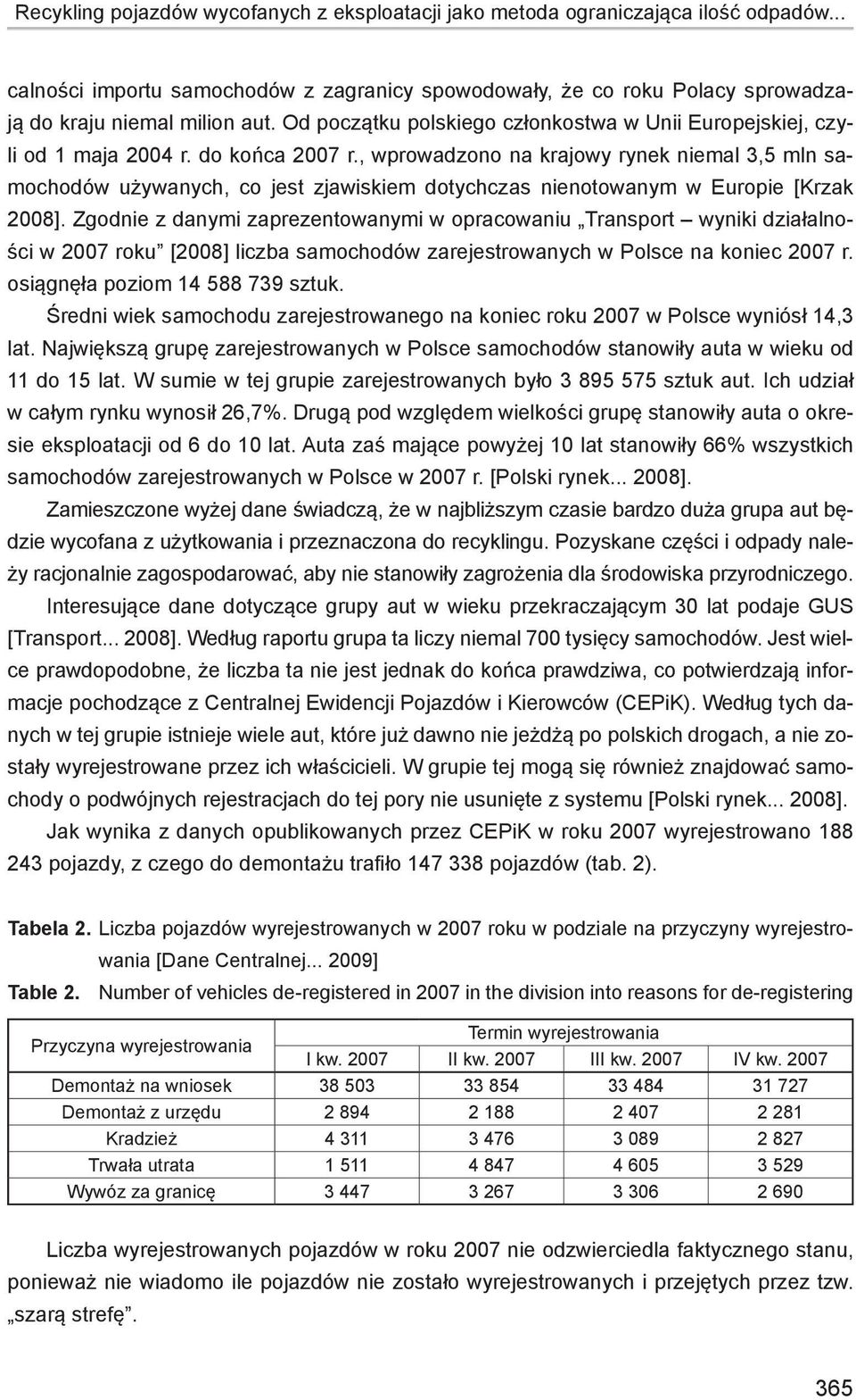 , wprowadzono na krajowy rynek niemal 3,5 mln samochodów używanych, co jest zjawiskiem dotychczas nienotowanym w Europie [Krzak 2008].