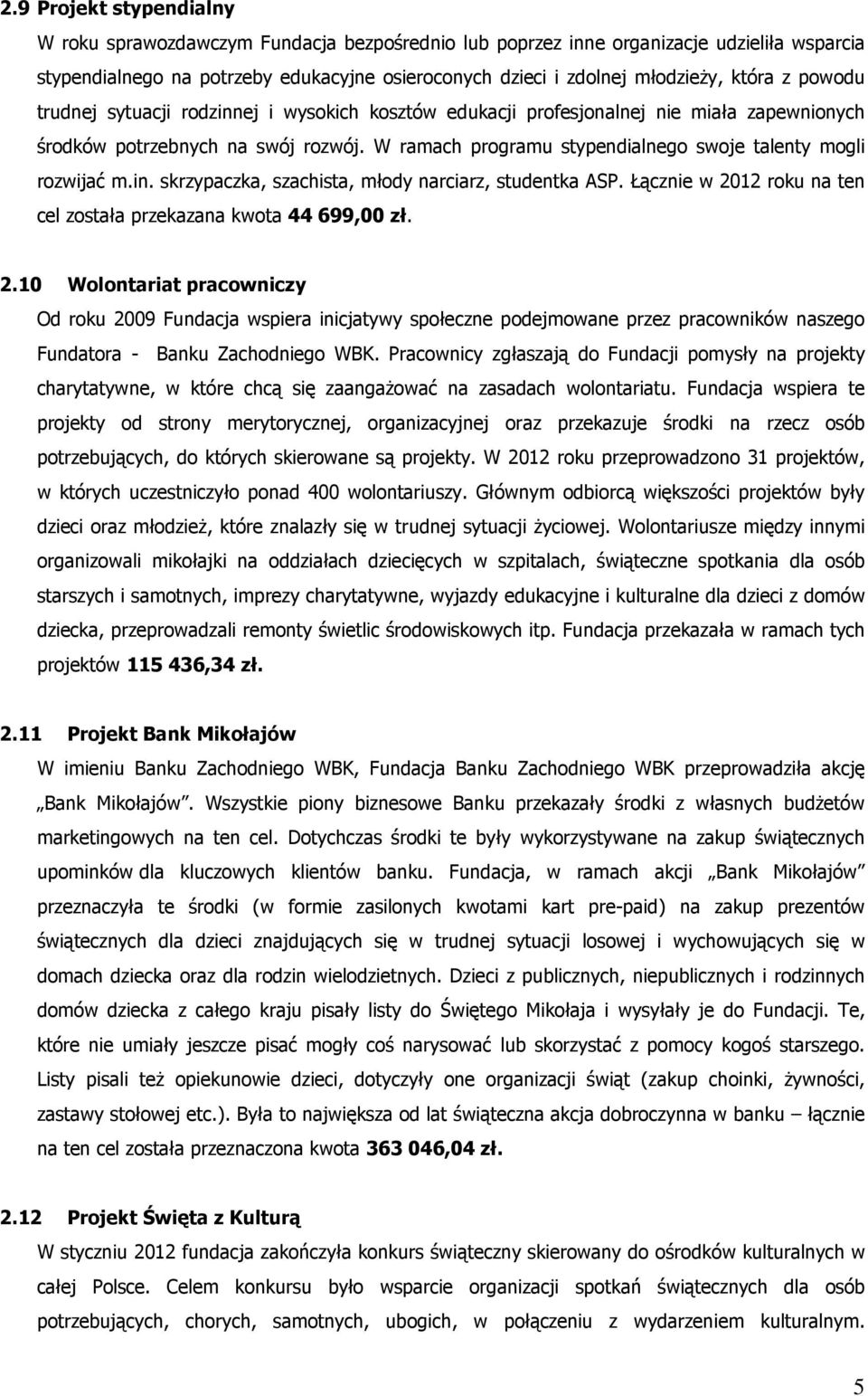 W ramach programu stypendialnego swoje talenty mogli rozwijać m.in. skrzypaczka, szachista, młody narciarz, studentka ASP. Łącznie w 20