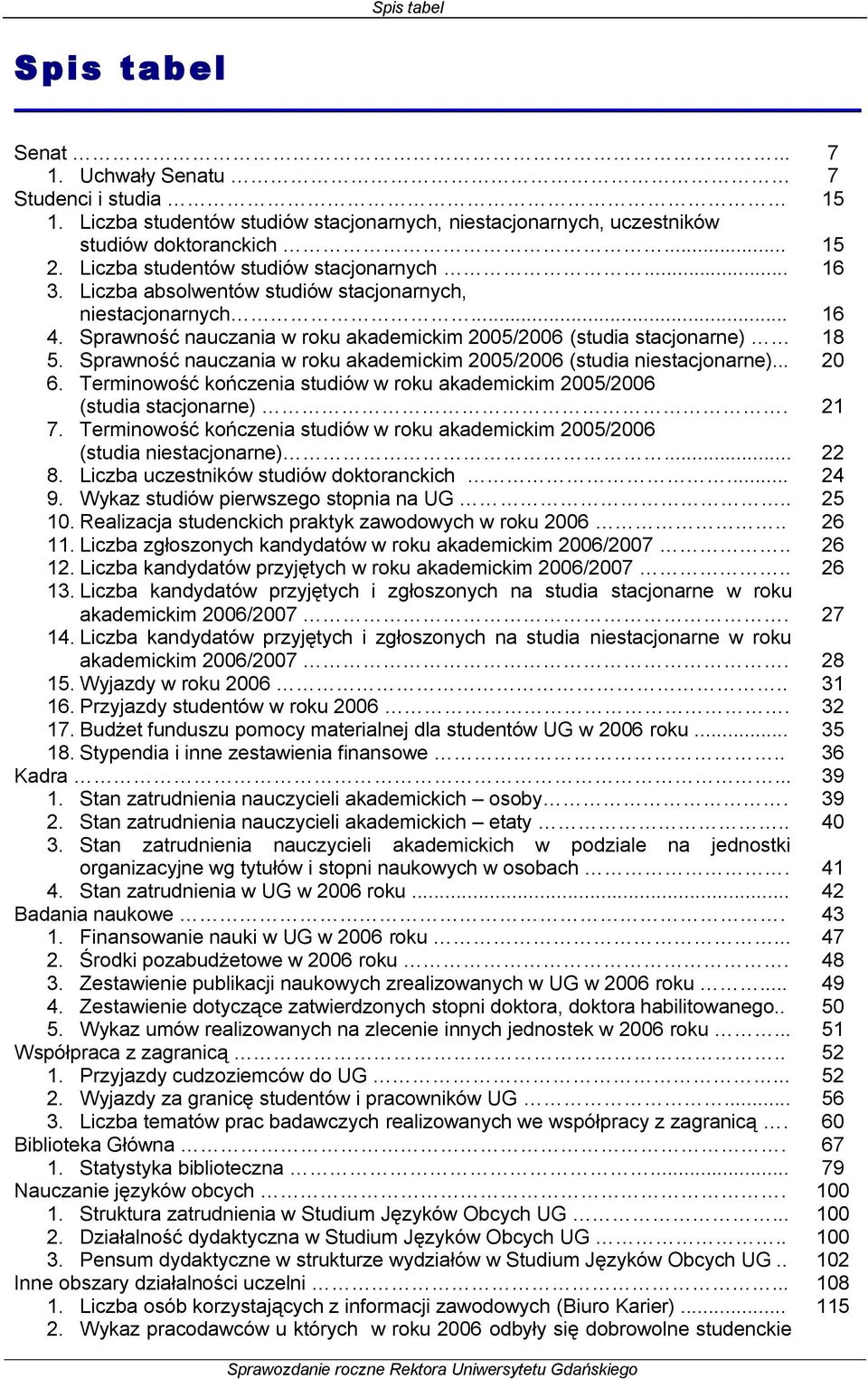 Sprawność nauczania w roku akademickim 2005/2006 (studia niestacjonarne)... 20 6. Terminowość kończenia studiów w roku akademickim 2005/2006 (studia stacjonarne). 21 7.