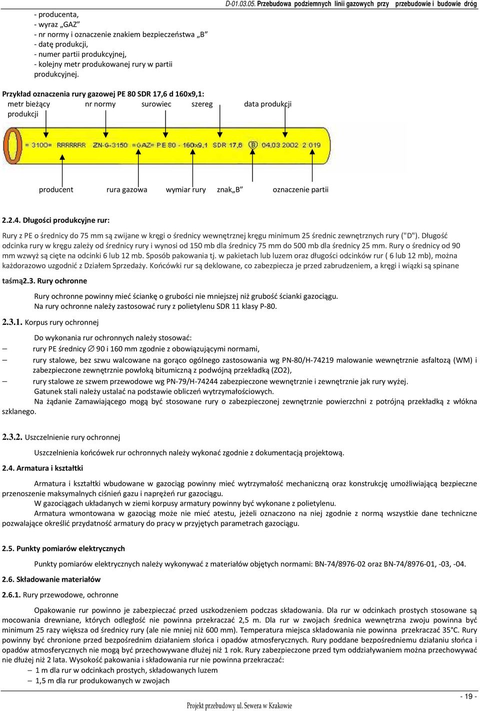 producent rura gazowa wymiar rury znak B oznaczenie partii 2.2.4.