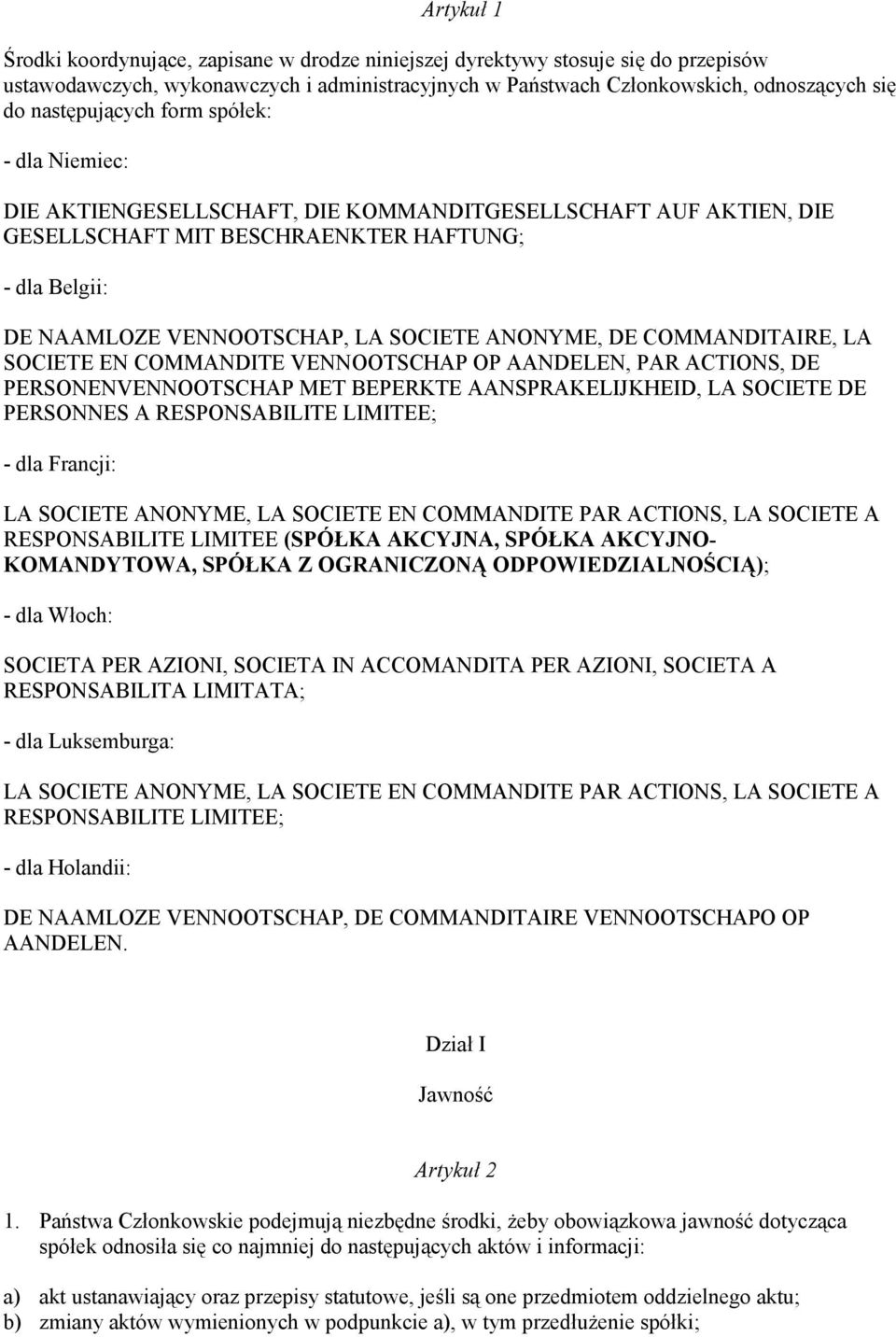 ANONYME, DE COMMANDITAIRE, LA SOCIETE EN COMMANDITE VENNOOTSCHAP OP AANDELEN, PAR ACTIONS, DE PERSONENVENNOOTSCHAP MET BEPERKTE AANSPRAKELIJKHEID, LA SOCIETE DE PERSONNES A RESPONSABILITE LIMITEE; -