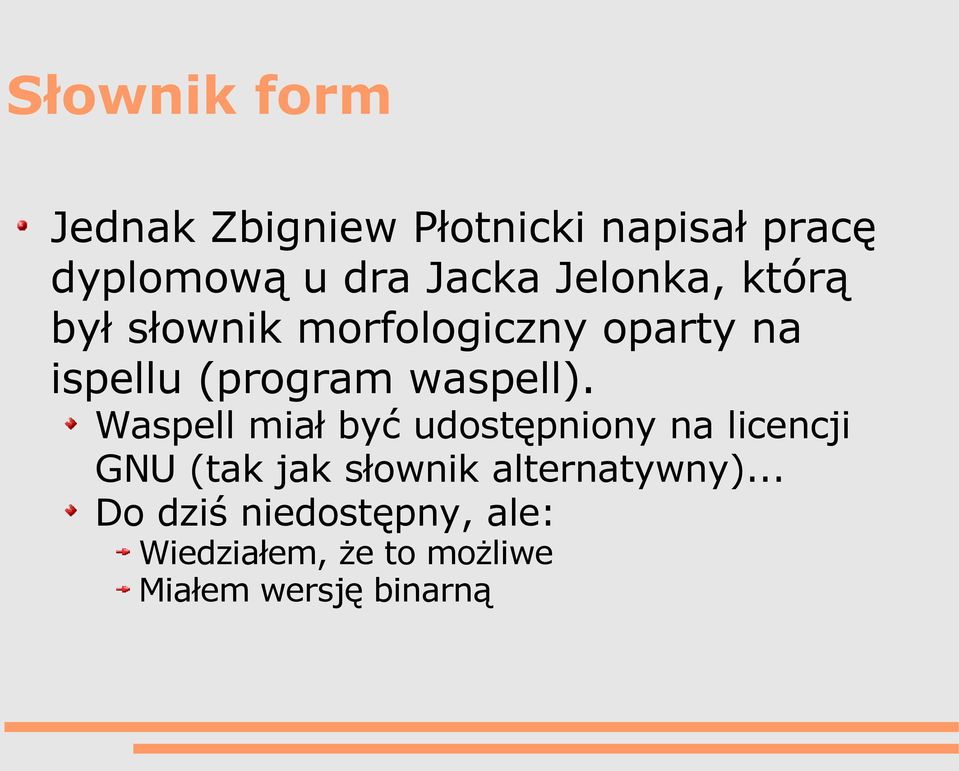 Waspell miał być udostępniony na licencji GNU (tak jak słownik alternatywny).