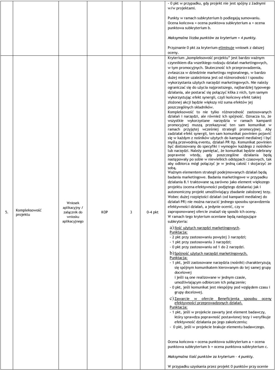 Kompleksowość KOP 3 0-4 pkt Kryterium kompleksowość jest bardzo ważnym czynnikiem dla wszelkiego rodzaju działań marketingowych, w tym promocyjnych.