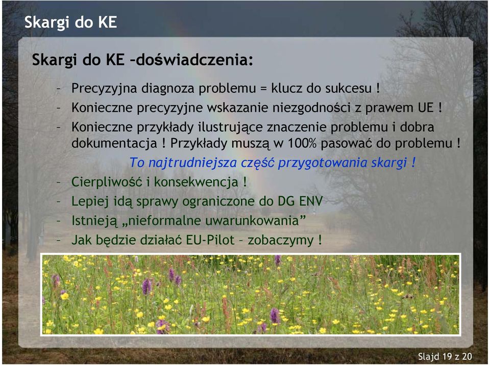 Przykłady muszą w 100% pasować do problemu! To najtrudniejsza część przygotowania skargi! Cierpliwość i konsekwencja!