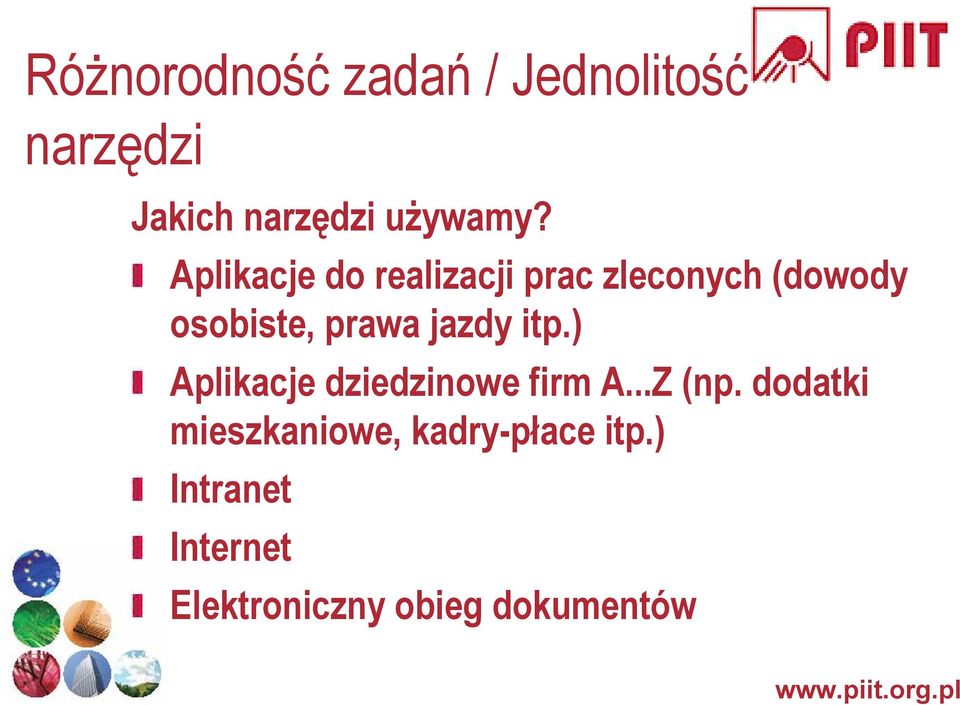 jazdy itp.) Aplikacje dziedzinowe firm A...Z (np.