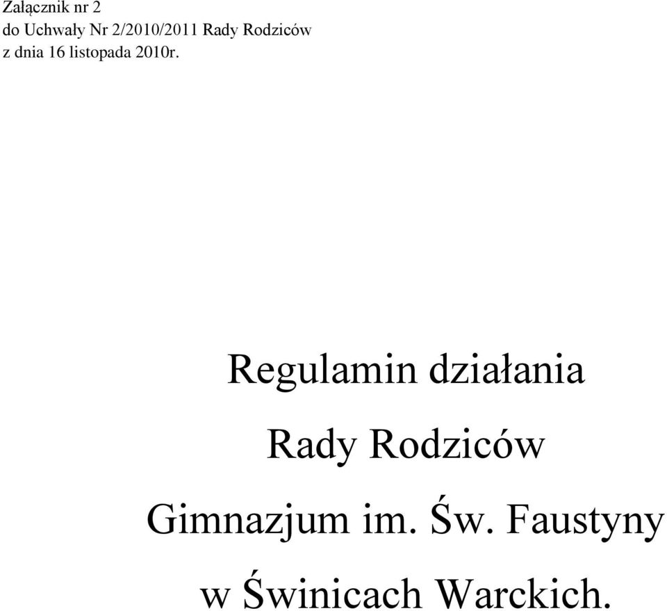 Regulamin działania Rady Rodziców