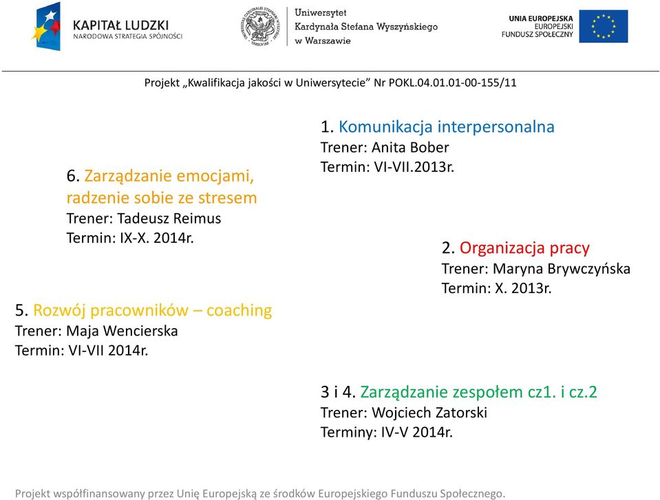 Komunikacja interpersonalna Trener: Anita Bober Termin: VI-VII.2013r. 2.