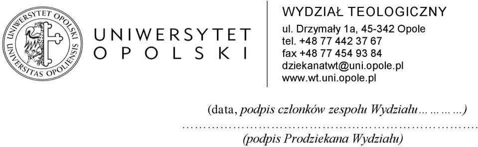 Wydziału ).