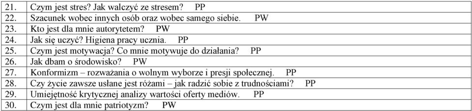 Co mnie motywuje do działania? PP 26. Jak dbam o środowisko? PW 27. Konformizm rozważania o wolnym wyborze i presji społecznej.