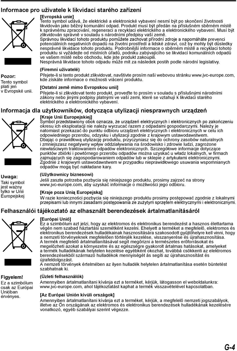 Produkt musí být předán na příslušném sběrném místě k správnému zpracování, regeneraci a recyklaci elektrického a elektronického vybavení.