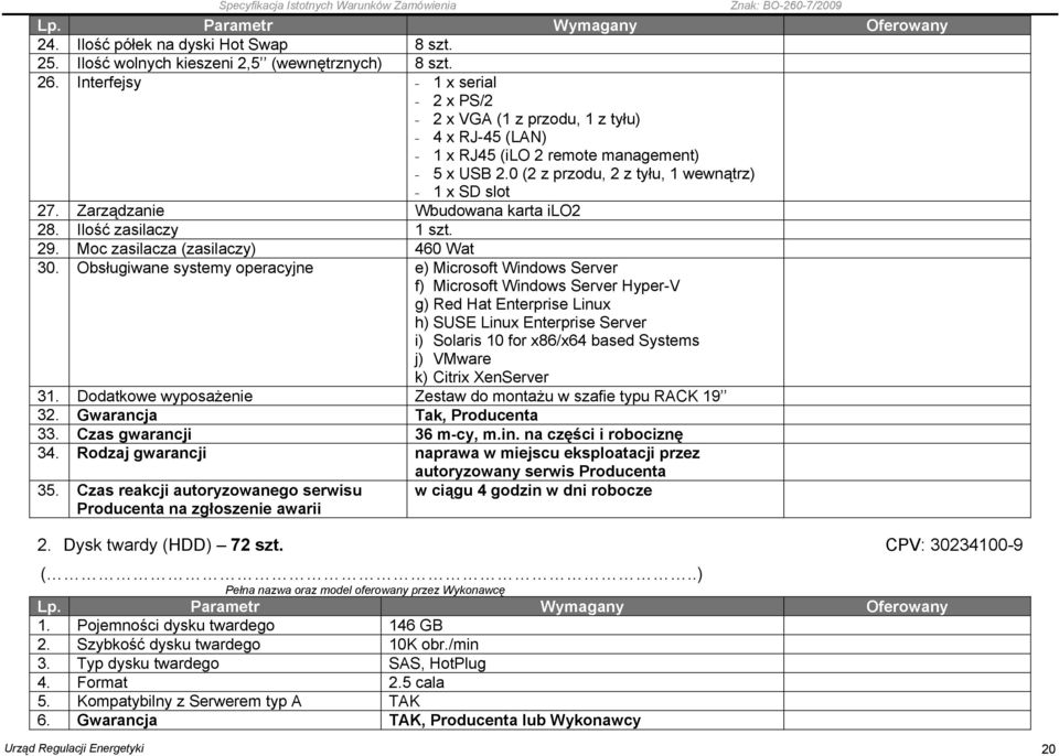 Zarządzanie Wbudowana karta ilo2 28. Ilość zasilaczy 1 szt. 29. Moc zasilacza (zasilaczy) 460 Wat 30.