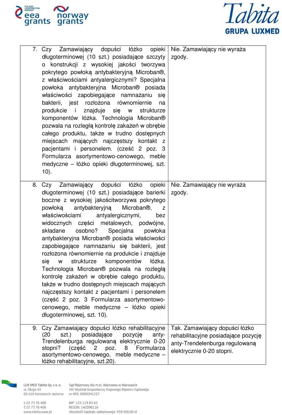 Specjalna powłoka antybakteryjna Microban posiada właściwości zapobiegające namnażaniu się bakterii, jest rozłożona równomiernie na produkcie i znajduje się w strukturze komponentów łóżka.