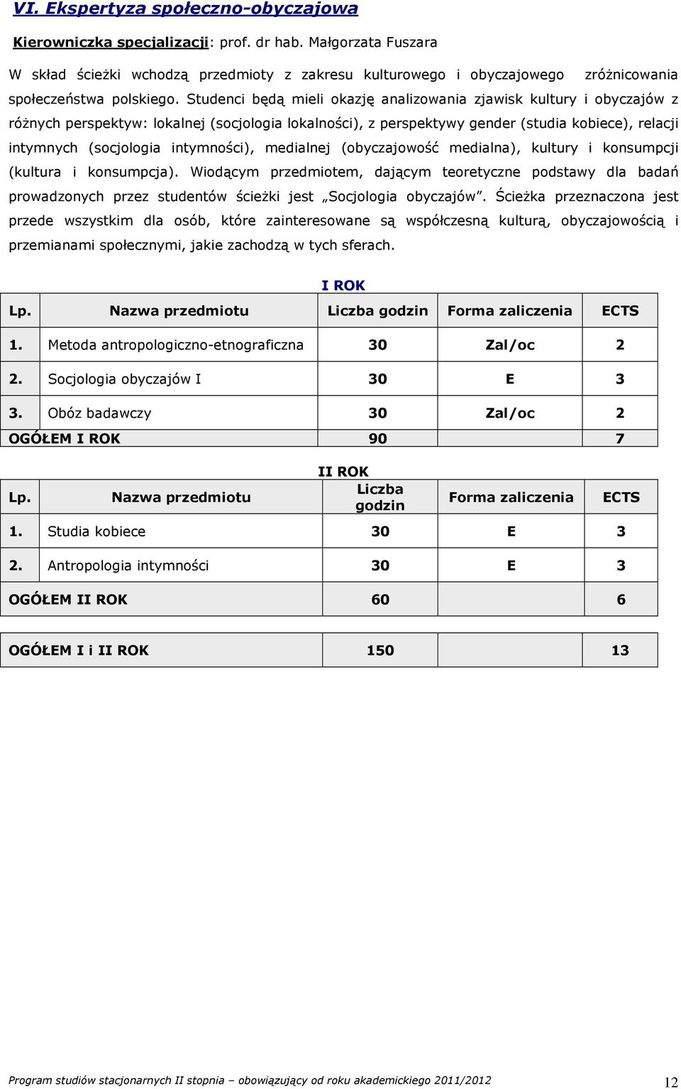 Studenci będą mieli okazję analizowania zjawisk kultury i obyczajów z różnych perspektyw: lokalnej (socjologia lokalności), z perspektywy gender (studia kobiece), relacji intymnych (socjologia