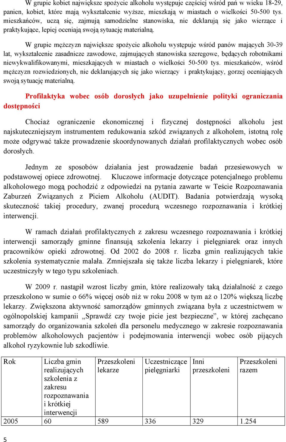 W grupie mężczyzn największe spożycie alkoholu występuje wśród panów mających 30-39 lat, wykształcenie zasadnicze zawodowe, zajmujących stanowiska szeregowe, będących robotnikami