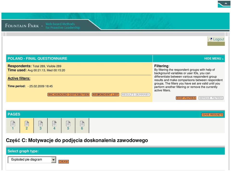 various respondent group results and make comparisons between respondent groups.