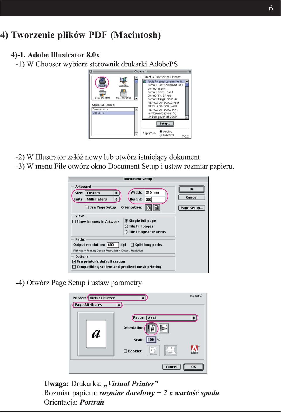 istniejący dokument -3) W menu File otwórz okno Document Setup i ustaw rozmiar papieru.