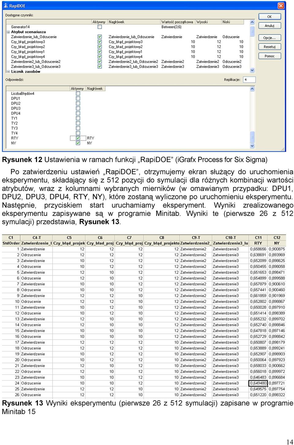 RTY, NY), które zostaną wyliczone po uruchomieniu eksperymentu. Następnie, przyciskiem start uruchamiamy eksperyment.