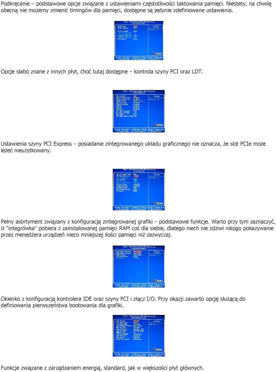 Ustawienia szyny PCI Express posiadanie zintegrowanego układu graficznego nie oznacza, Ŝe slot PCIe moŝe leŝeć nieuŝytkowany.