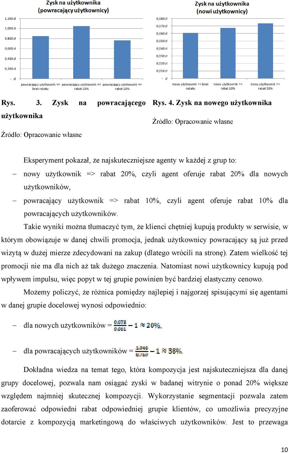 użytkownik => rabat 10%, czyli agent oferuje rabat 10% dla powracających użytkowników.