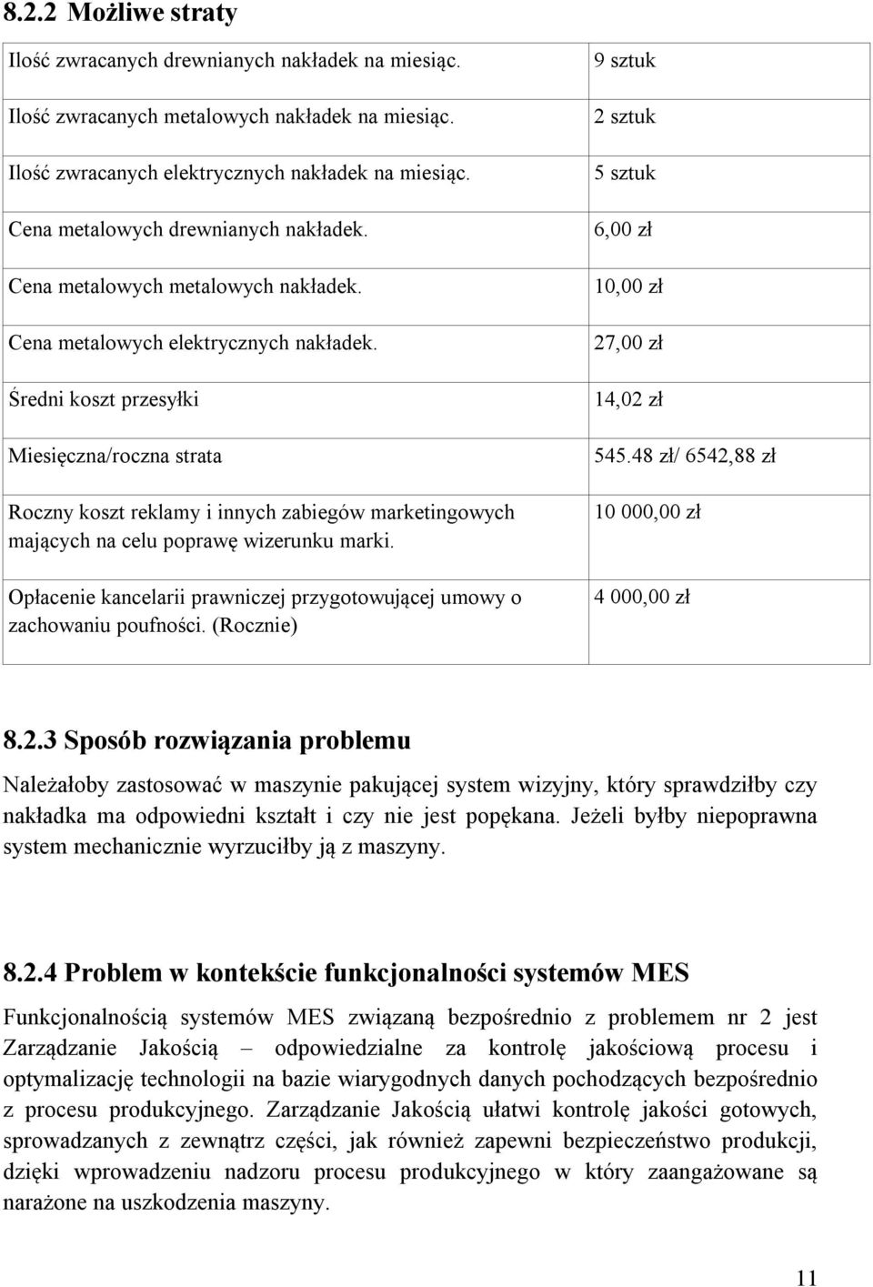 Średni koszt przesyłki Miesięczna/roczna strata Roczny koszt reklamy i innych zabiegów marketingowych mających na celu poprawę wizerunku marki.