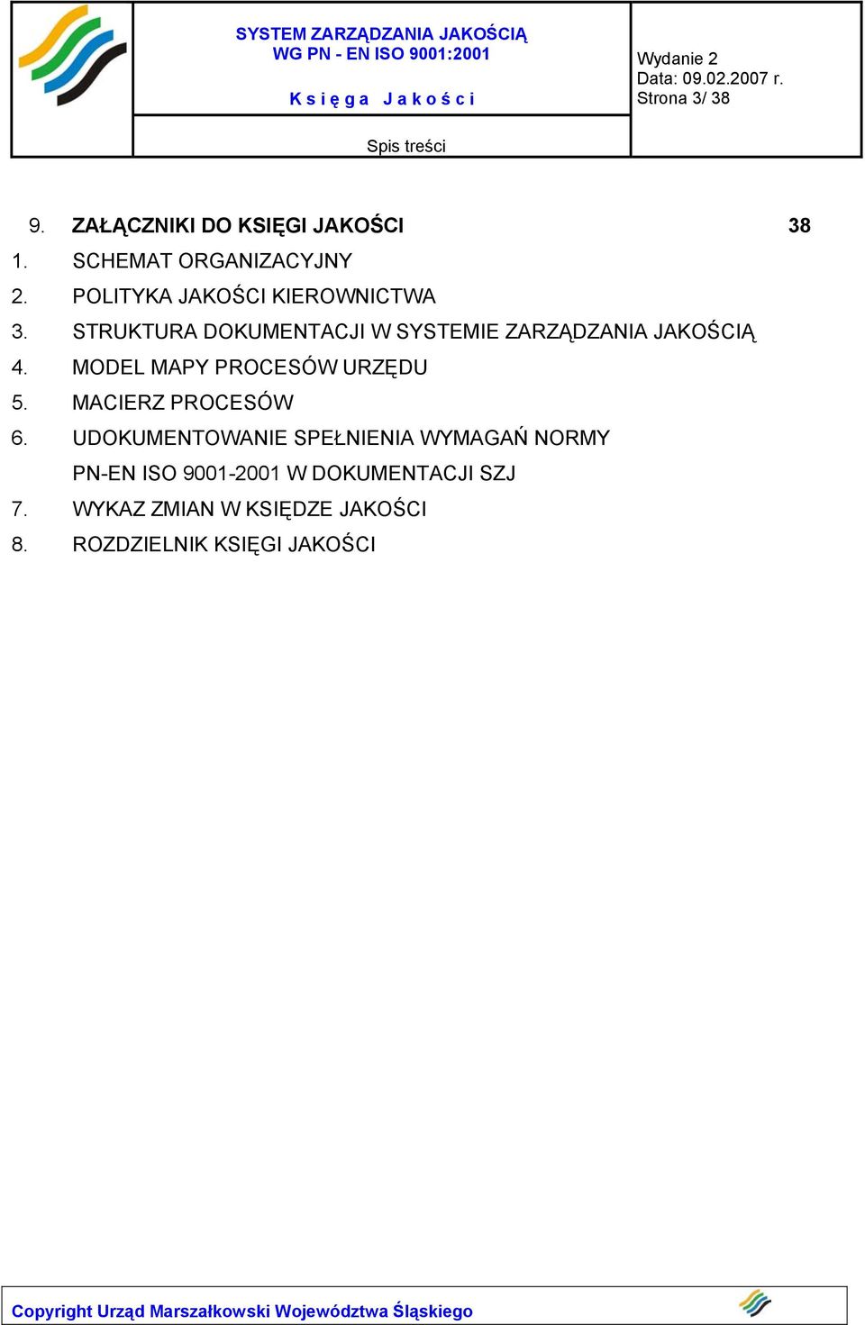 MODEL MAPY PROCESÓW URZĘDU 5. MACIERZ PROCESÓW 6.