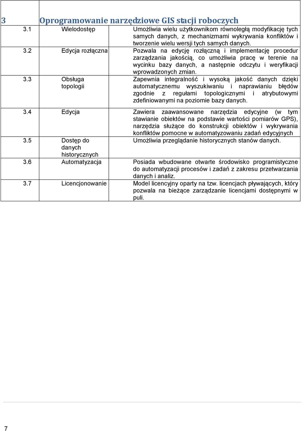 2 Edycja rzłączna Pzwala na edycję rzłączną i implementację prcedur zarządzania jakścią, c umżliwia pracę w terenie na wycinku bazy danych, a następnie dczytu i weryfikacji 3.