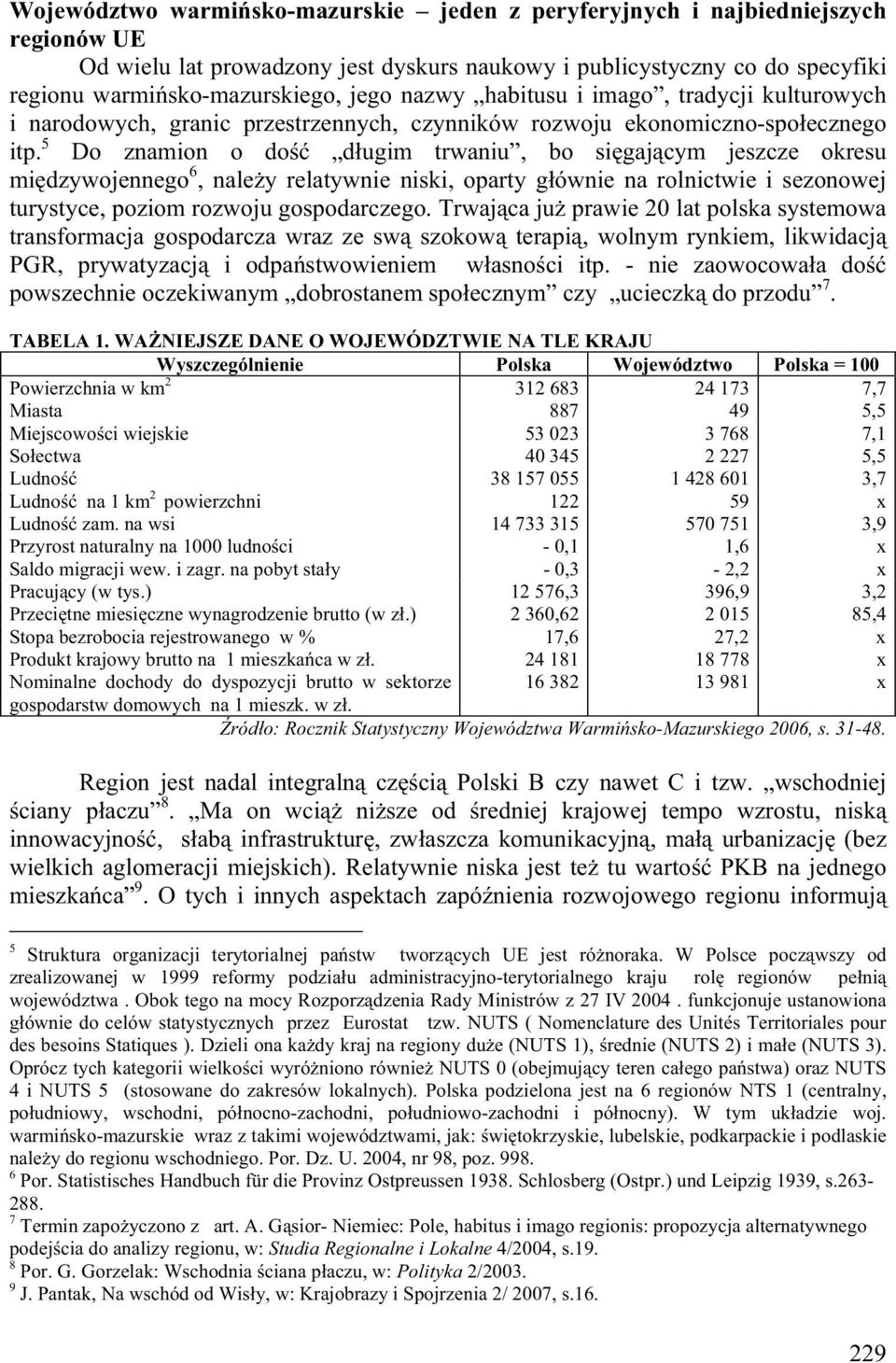 5 Do znamion o do d ugim trwaniu, bo si gaj cym jeszcze okresu mi dzywojennego 6, nale y relatywnie niski, oparty g ównie na rolnictwie i sezonowej turystyce, poziom rozwoju gospodarczego.