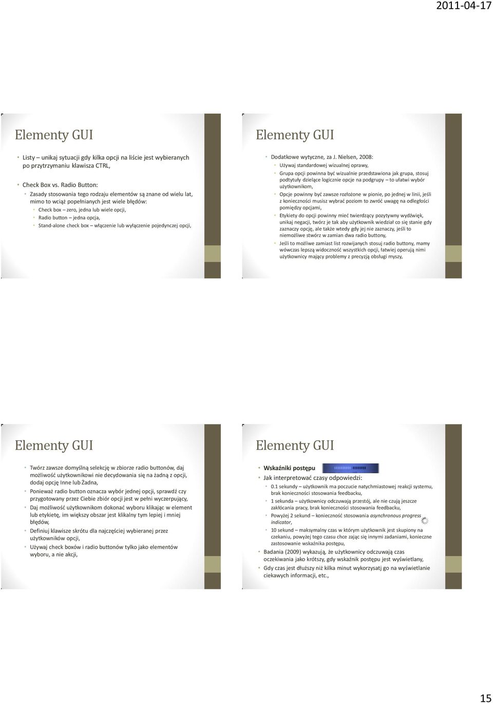 Stand-alone check box włączenie lub wyłączenie pojedynczej opcji, Elementy GUI Dodatkowe wytyczne, za J.